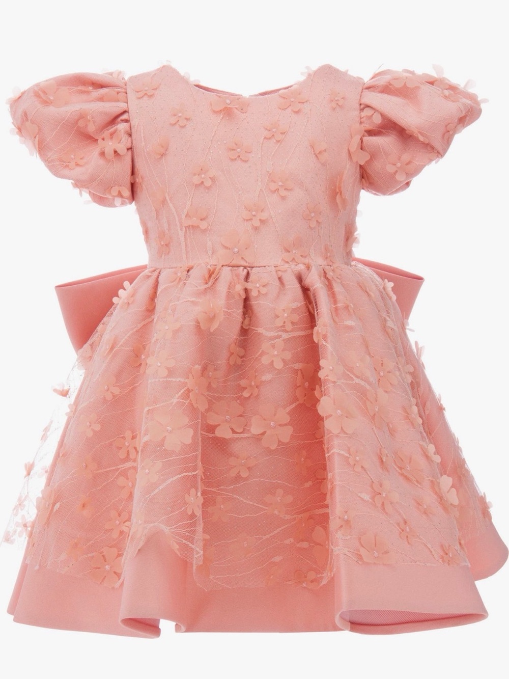Tulleen Moneta coral dress with tulle and appliqués